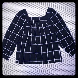 NWT JCrew Navy and White sheer blouse